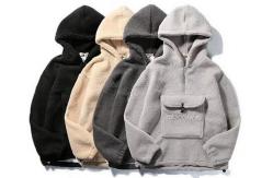 China Blank Kangaroo Bag Mens Oversized Pullover Hoodie With Half Zipper Placket supplier