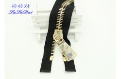 China Bright 22 Inch Dual Separating Parka Zipper , Light Gold Teeth Reversible Separating Zipper supplier