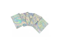 China Customized Logo Zip Lock  Bags Flat Holographic Film Mini Mylar Three Side Seal supplier