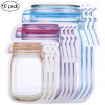 Factory Price Mason Jar Shape Storage Bags Snacks Candy Fresh Zipper Seal Food  Reusable Stand-up Organizer for sale