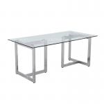 Qiancheng Stainless Steel Glass Top Dining Table 70x36x30inch No Folded for sale