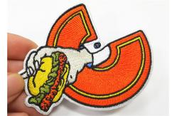 China Food Hamburger Custom Embroidered Patches For Clothes / Bag Recycled supplier