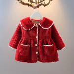 Girls Single Breasted Lotus Leaf Lightweight Windproof Jacket Lambswool Coat With Mink Collar