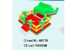 China Red Jumping Castle With Big Green Crocodile Slide supplier