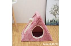 China Linen Portable 42cm Short Plush Cat House Indoor supplier