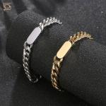 Stainless Bracelet Hip Hop Titanium Steel Jewelry Cuban Chain Custom Engraved for sale