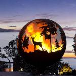 Round Steel Outdoor Fire Pit Ball Depth 60cm 80cm 100cm Custom for sale