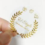 Self Adhesive Customized Printing Clear Gold Foil Stickers Transparent Logo Label for sale