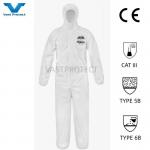 Breathable 55GSM Durable Type5 6 Industrial Microporous Hooded Protective Coverall for sale