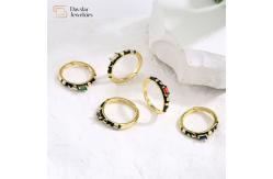 China Adjustable Open Black Enamel Rings , Gold Plated Baguette Diamond Rings supplier