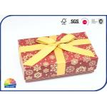 4C Print Christmas Ribbon Decorated Paper Gift Box Gold Stamping Custom for sale