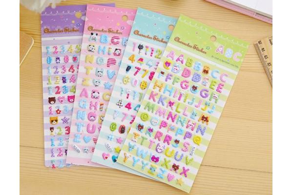 3D Dimensional Puffy Alphabet Stickers For Scrapbooking Kit Silk Printing