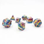 16mm Smooth RPG Metal Dice Custom DND Logo Rainbow Game Set