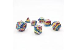 China 16mm Smooth RPG Metal Dice Custom DND Logo Rainbow Game Set supplier