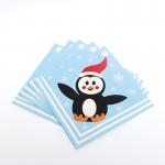 17gsm Printed Paper Dinner Napkins , Towel Tissue Blue Paper Serviettes for sale