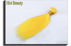 China Customized Yellow Silk Straight 100% Human Hair Extensions Long Lasting Cuticle Aligned supplier