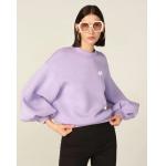 Woman Cotton Mix Cutout 260gsm Oversized Graphic Sweatshirt Casual Stand Collar Pullovers Long Sleeve for sale