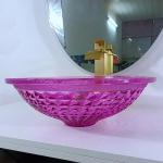 Crystal Glass 12mm Purple Glass Sink Bowl For Restroom 140mm Height Modern for sale