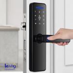 Bluetooth Intelligent Door Lock Black Tuya Wifi Smart Lock Advanced Unlocking for sale