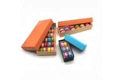 China Elegant Orange 24pcs Macaron Kraft Paper Box Recyclable With Plastic Inner supplier