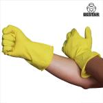 ODM Yellow Household Latex Gloves Flock Lined Rubber Glove For Kitchen for sale