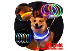 China Custom Nylon Waterproof Dog Training Collar Reflective LED Luminous Charging Pet Dog Collar supplier