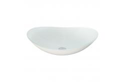 China Boat Shaped Tempered Glass Sink High Glossy White Wash Basin Scratch Resistant supplier