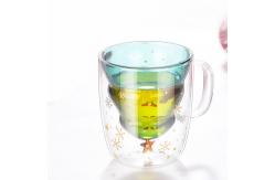 China Christmas Wish Tree 250ml Glass Cup ,Insulated Glass Coffee Mugs With Lid supplier