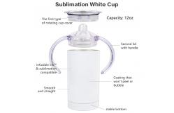 China 12oz Blank Stainless Steel Sublimation Tumblers Straight Sippy Cup With Straw Baby Feeding Bottle With Handle supplier