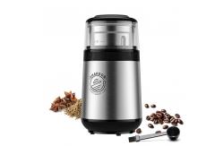 China Medium Powder Removable Coffee Grinder EU Plug Transparent Lid SS304 Silver Coffee Machine supplier