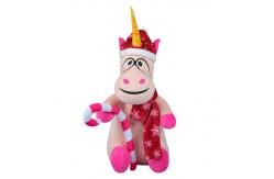 China Pink Animated Plush Christmas Toys 100% Polyester Material Weaving Label supplier