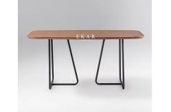 China Modern Simple Metal Frame Rectangle Wood Dining Table supplier