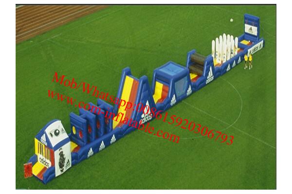 Blue Long Inflatable Obstacle Course Combo