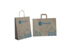 China Printed Brown Kraft Paper Lunch Bags Packaging With Flat Paper Handle Supplier supplier