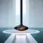 customization Hotel Suspended Wood Burners Charcoal Hanging Black Fireplace 80cm for sale