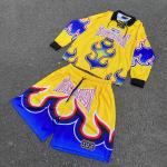 Custom Joggers Polyester Summer Short Set Basketball Football Flame Digital Print Men Long Sleeve t Shirt and Shorts Set Men for sale