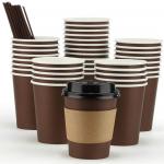 Disposable Double Layer paper Coffee Cup With Lid Takeaway Paper Coffee Cups for sale