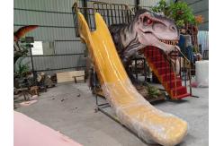 China Fiberglass Dinosaur Slides T Rex Slider With Stair Playground Equipment supplier