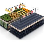 3 Tier Supermarket Fruits And Vegetables Display Racks Shelf Units Food Equipment for sale