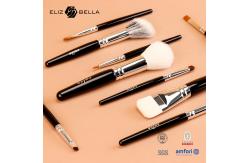 China Customize 9pcs Travel Pro Makeup Brushes with Black Wooden Handle and Aluminium Ferrule supplier