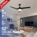 52 Inch DC Pure Copper 6 Speed Ceiling Fan with Light Kit and 3000K Color Temperature for sale