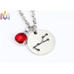 2.2mm Thickness Birthstone Crystal Womens Engraved Necklace for sale