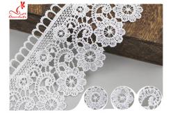China Embroidered Flower Guipure Polyester Lace Trim For Dress DTM Azo Free Dyeing supplier