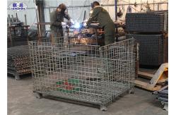 China Heavy Duty Wire Mesh Pallet Cages Galvanized Cold Drawn Steel Foldable Basket supplier