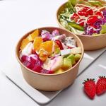 Take Away Soup PLA Kraft Paper Salad Bowl Logo Printed Disposable Paper Salad Bowl With Lid for sale