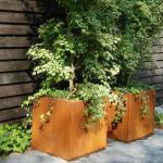 Rusty Red Large Flower Pots Outdoor Customized Style for Gardenscape Beautification for sale
