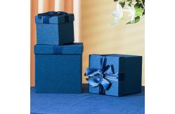 China Elegant Blue Square Premium Empty Gift Box With Bowknot Packaging For Birthdays supplier