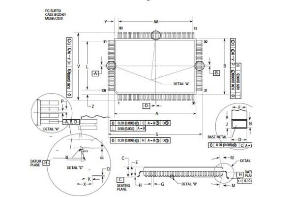 Integrated Circuit Chip MC68020FE20C USERS MANUAL MC68020RP16E MOTOROLA BGA 