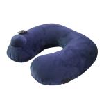 Customized Button Press Travel Blue Inflatable Neck Pillow For Camping Trips for sale