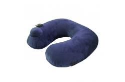 China Customized Button Press Travel Blue Inflatable Neck Pillow For Camping Trips supplier